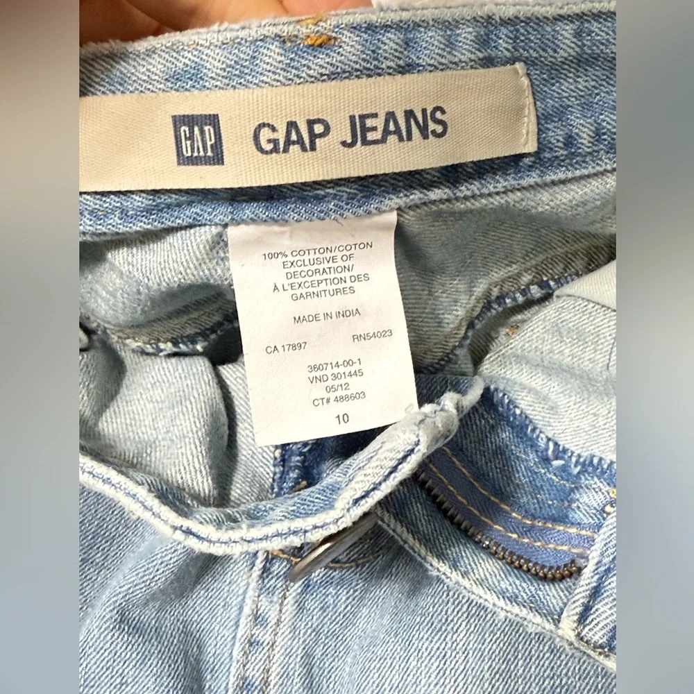 GAP Y2K Denim Mini Skirt Embroidered Appliqué Jeans Blue Cotton Size 10